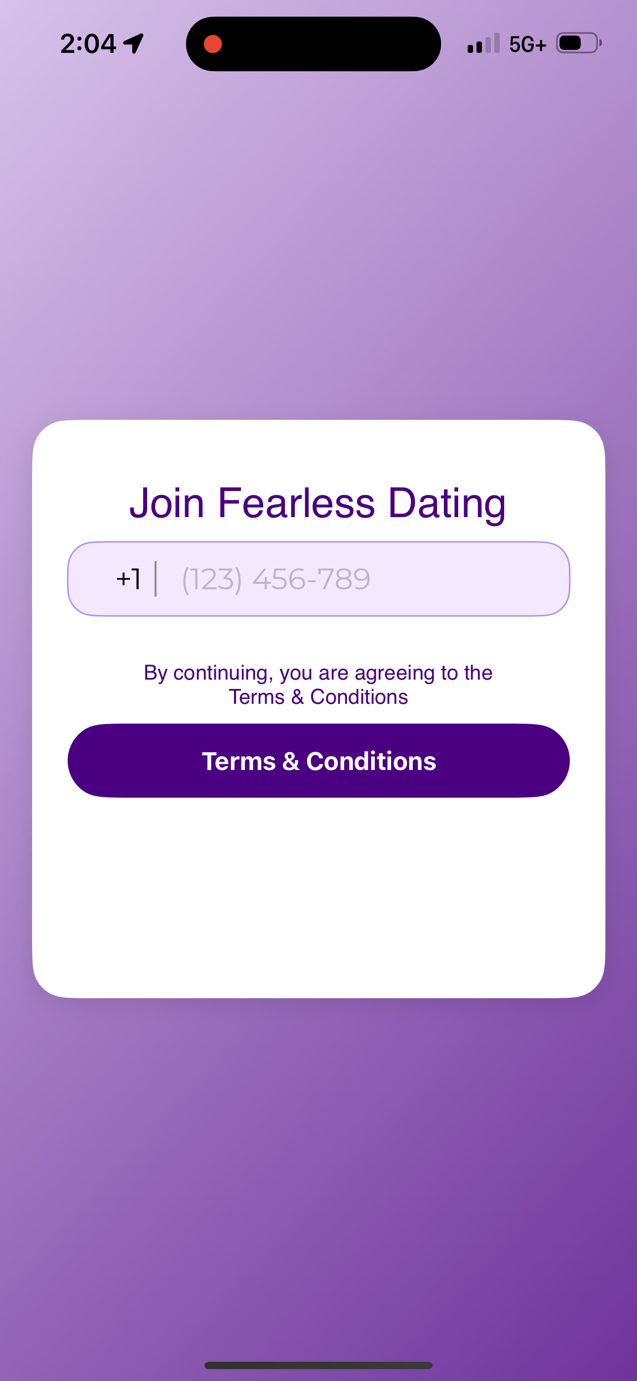 Seamless onboarding experience in Fearless Dating app